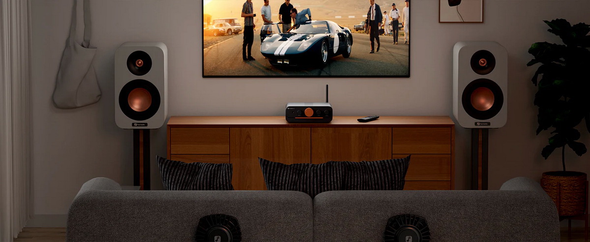 Fosi HT4S Bluetooth Amplifier ตั้งโต๊ะ ชิป TPA3116 x2 รองรับการตั้งค่าช่องสัญญาณเสียง 4.1 หรือ 5.0 ประกันศูนย์ไทย