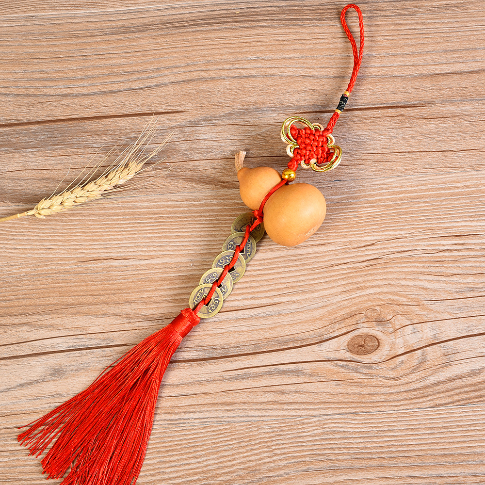 พู่แดงห้อยเหรียญจีน 5 จักรพรรดิ + น้ำเต้า มีหลายแบบให้เลือก