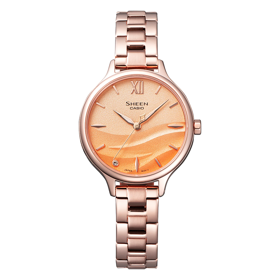 นาฬิกา คาสิโอ Casio SHEEN SAPPHIRE CRYSTAL คริสตัลแซฟไฟร์ SHE-4550 series รุ่น SHE-4550PG-4A ของแท้ รับประกัน1ปี