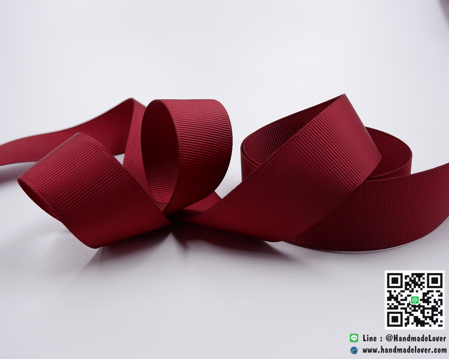 ริบบิ้นผ้า กรอสเกรน สีเลือดหมู ขนาด 25 mm. [สีพื้น]