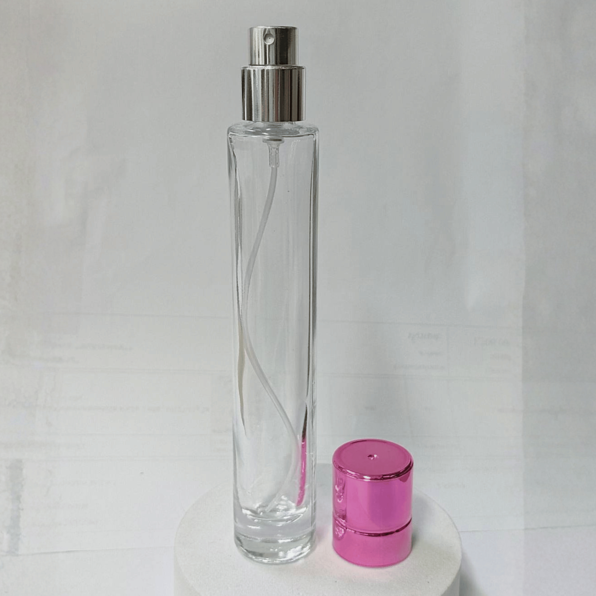 jpf190 30ml. ขวดแก้วน้ำหอม สีใสฝาเขียว, ใสฝาชมพู, ชมพูไล่สี