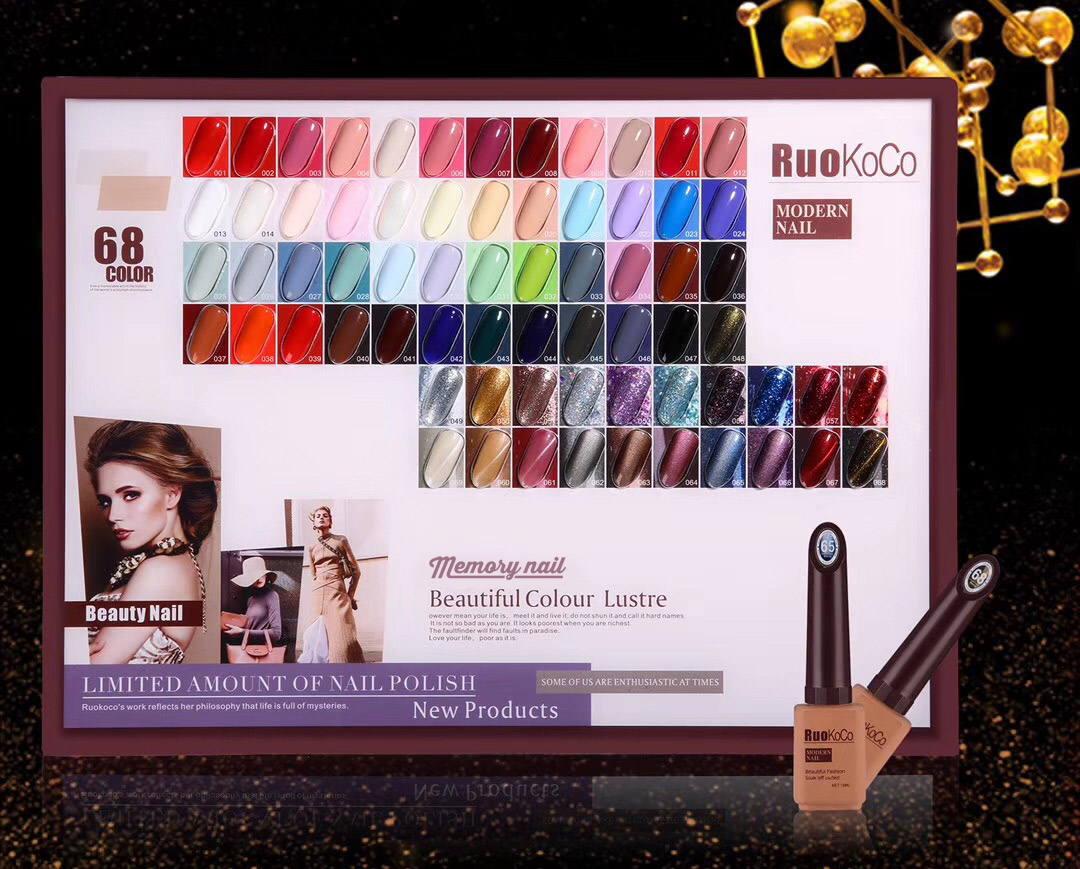 สีเจล RuoKoCo กล่องใหญ่ ขวดใหญ่ 68 สีสวย พร้อมอัลบั้มสีใหญ่ 1 เล่ม แถมBase และ Top อย่างละขวด