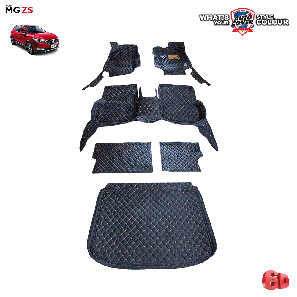 พรมรถยนต์ 6D Leather Car Mat รถ MG ZS ชุดเต็มคัน รวมแผ่นท้ายและหลังพนักพิง จำนวน 6 ชิ้น
