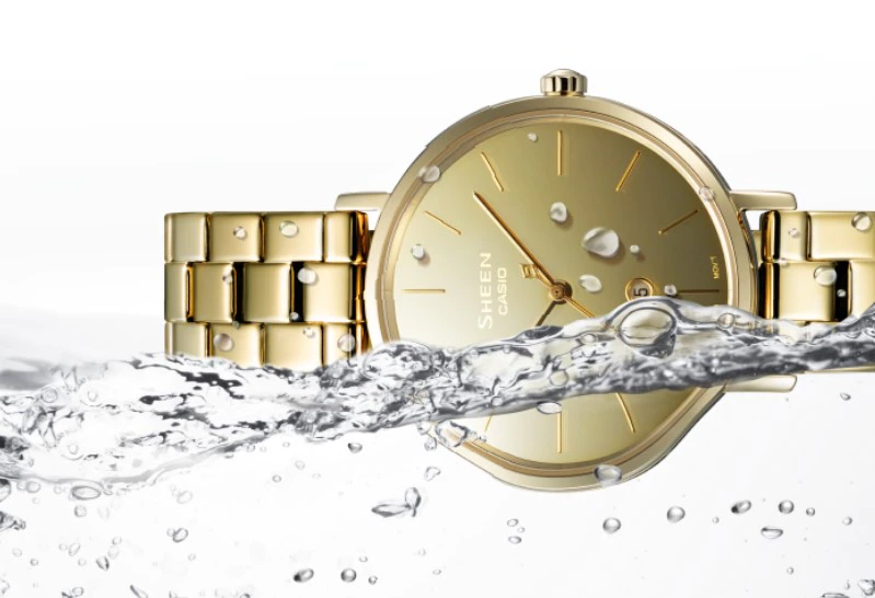 นาฬิกา คาสิโอ Casio SHEEN SAPPHIRE CRYSTAL คริสตัลแซฟไฟร์ SHE-4544 series รุ่น SHE-4544G-9A ของแท้ รับประกัน1ปี