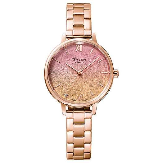 นาฬิกา คาสิโอ Casio SHEEN SAPPHIRE CRYSTAL คริสตัลแซฟไฟร์ SHE-4548 series รุ่น SHE-4548PG-4A ของแท้ รับประกัน1ปี