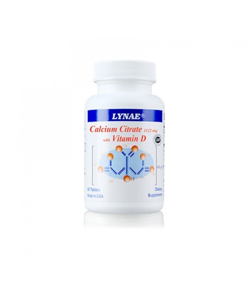 Lynae Calcium Citrate 60 tablet ไลเน่ แคลเซียมซิเตรท 1122 มก. ผสม วิตามินดี