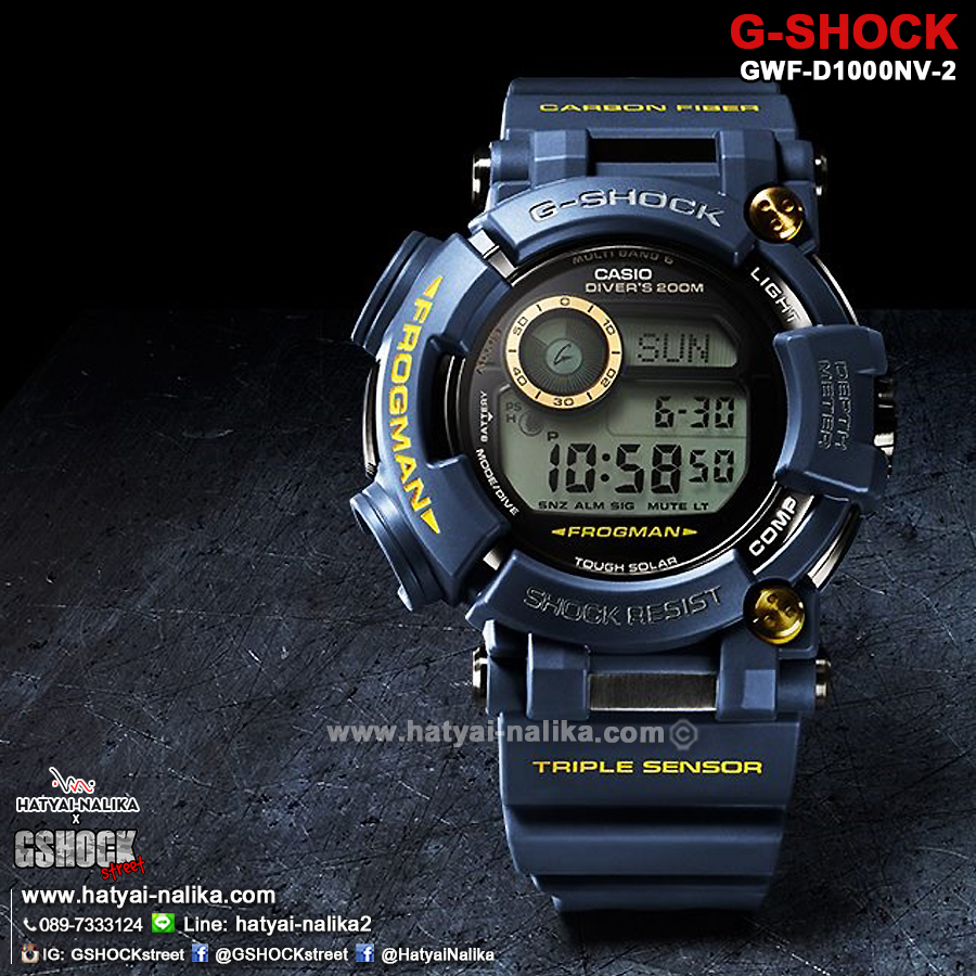 นาฬิกา คาสิโอ Casio G-Shock FROGMAN 3-sensors Limited Master of G ชุด Master in Navy Blue series รุ่น GWF-D1000NV-2 "Made in Japan" [Only Japan Limited] (นำเข้า Japan ไม่วางขายในไทย) ของแท้ รับประกัน 1 ปี