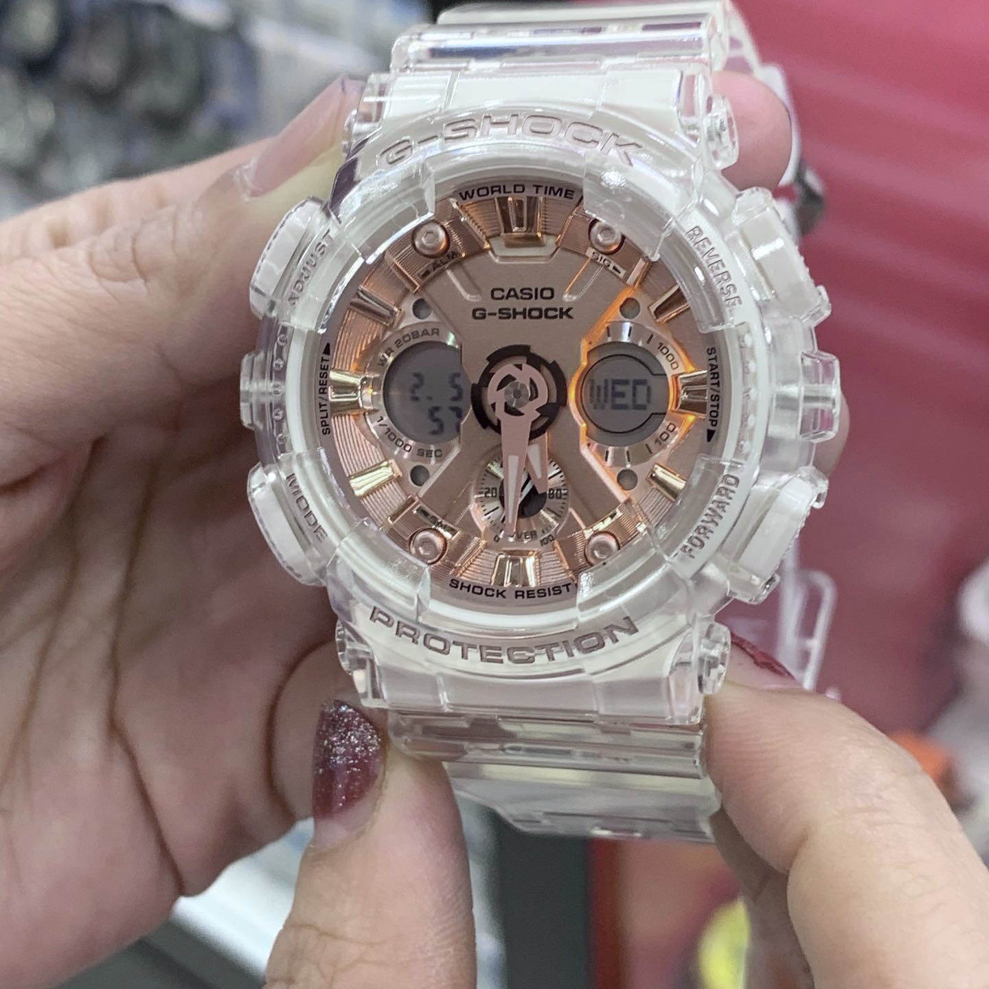 นาฬิกา Casio G-Shock มินิ S-Series Special Color GMA-S120SR Skeleton Rose Gold series รุ่น GMA-S120SR-7A ของแท้ รับประกัน1ปี
