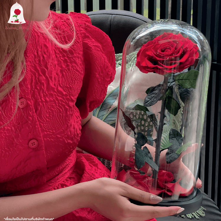 กุหลาบสดในโหลแก้ว 3 ขนาด Size S, M, L พร้อมกล่องสุด Premium