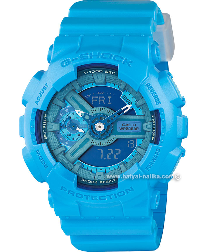 นาฬิกา คาสิโอ Casio G-Shock S-Series Vivid Colors รุ่น GMA-S110VC-2A (สีฟ้าสดเหลือบมุก) ของแท้ รับประกัน1ปี
