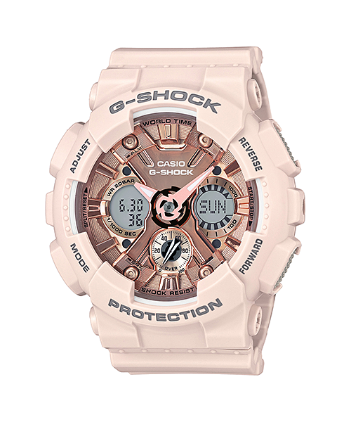 นาฬิกา คาสิโอ Casio G-Shock มินิ S-Series Metal Face series รุ่น GMA-S120MF-4A (สีชมพูไข่ไก่) ของแท้ รับประกัน1ปี