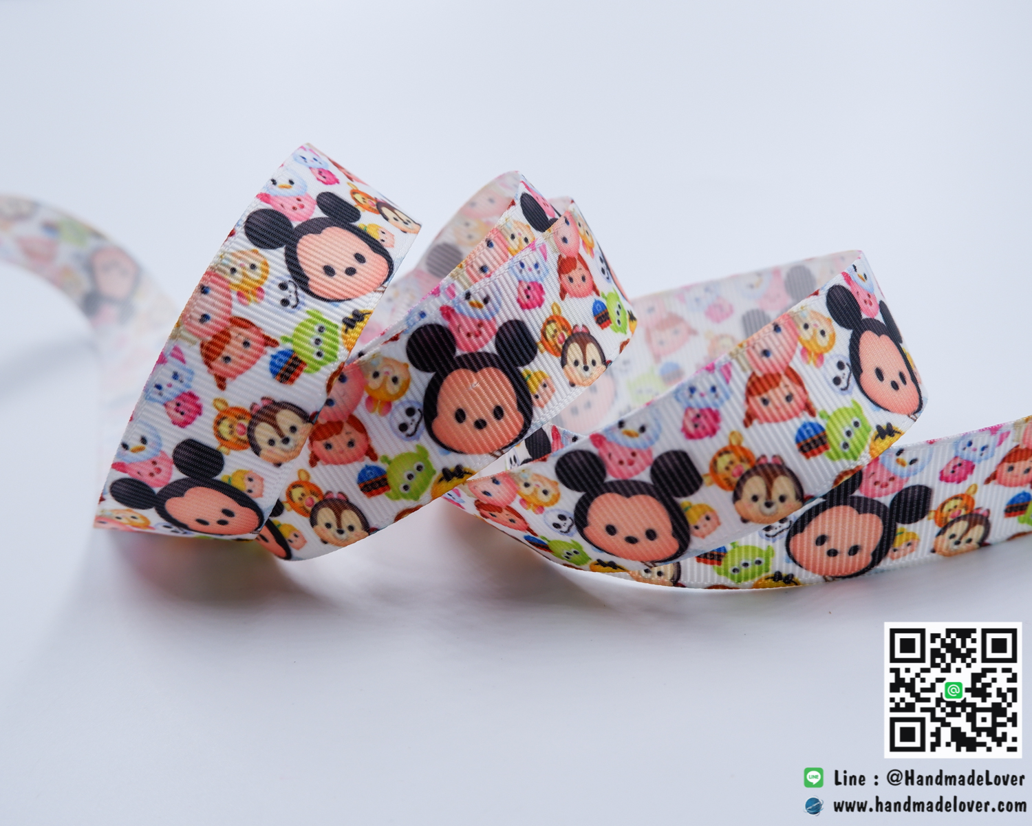 ริบบิ้นผ้า พิมพิ์ลายการ์ตูน Tsum Tsum ขนาด 22 มิล