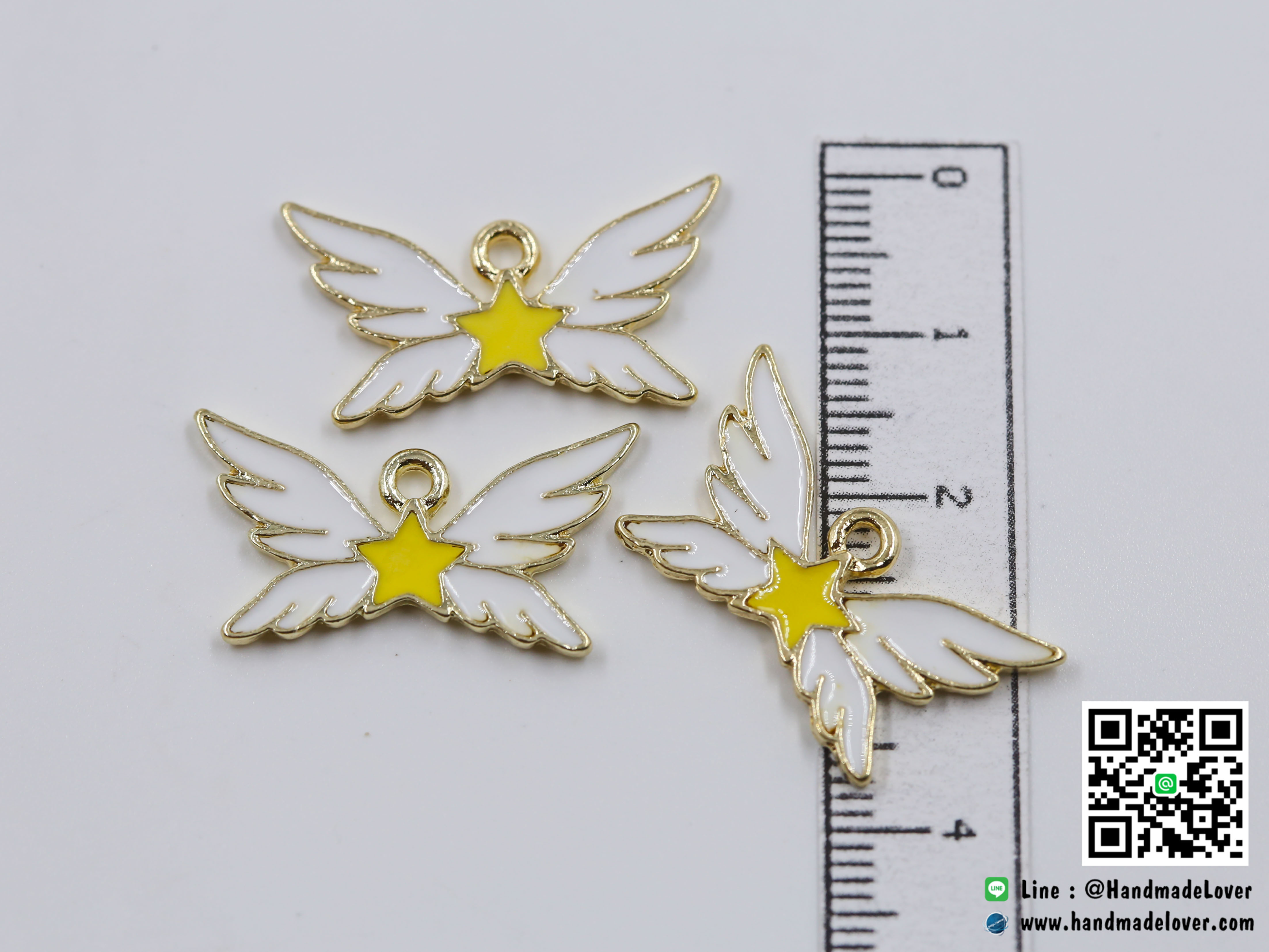 จี้โลหะเคลือบ สีขาว รูปปีกนางฟ้า