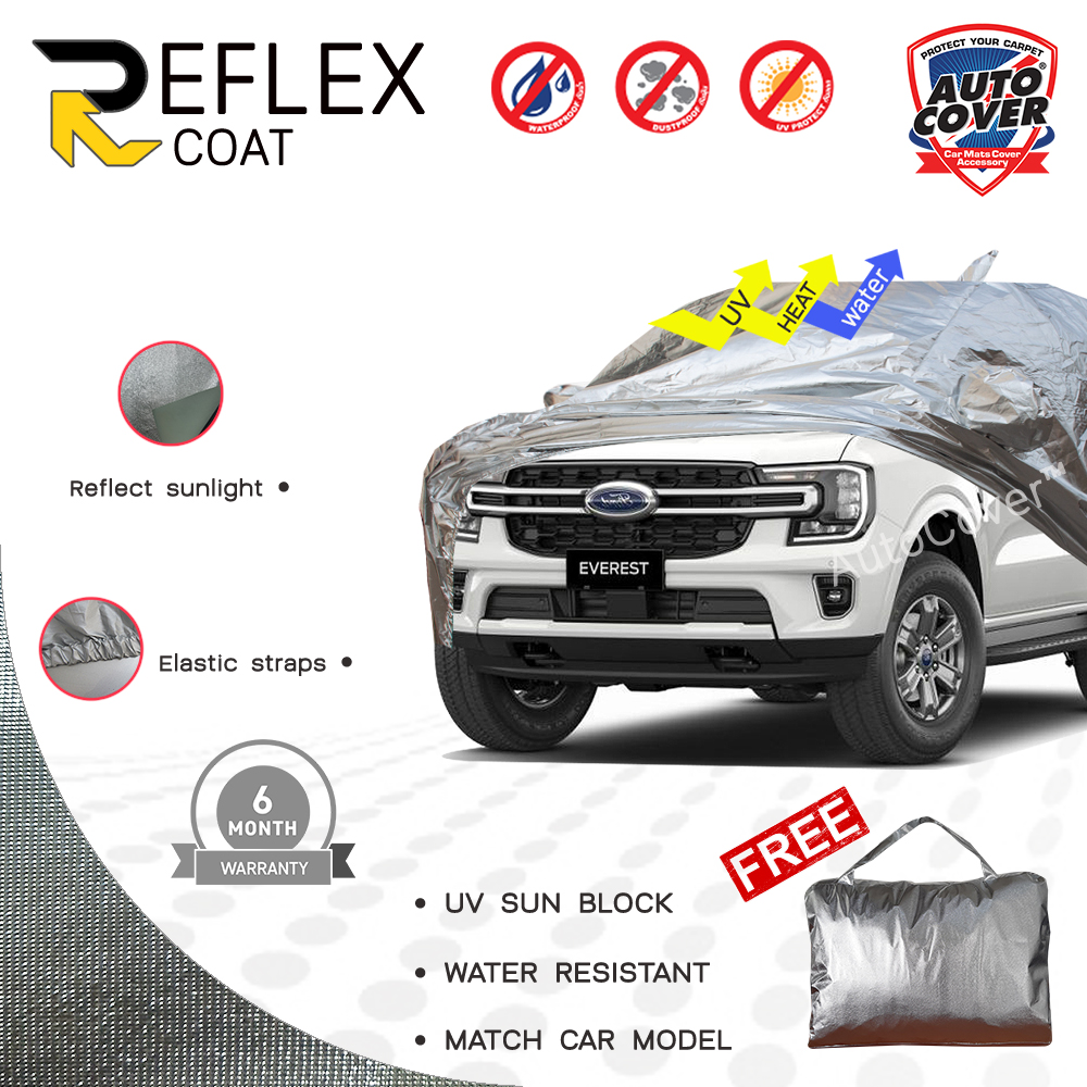 ผ้าคลุมรถเข้ารูป 100% รถ FORD EVEREST NEXT GEN ปี 2022-2028 ผ้าคลุมกันแดด กันไอร้อน กันน้ำ รุ่น REFLEX COAT