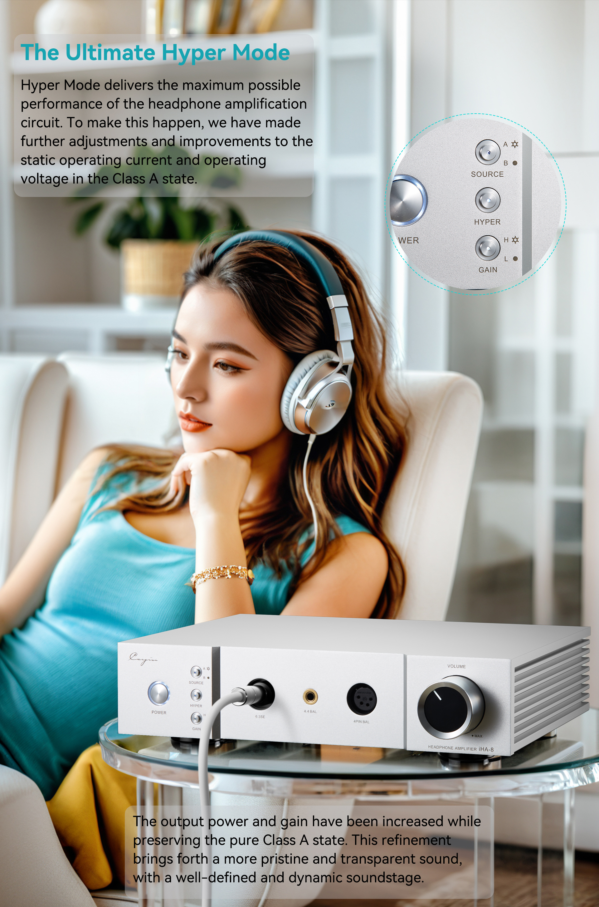 Cayin IHA-8 แอมป์หูฟัง 4 ช่องสัญญาณ Class A แบบ Discrete MOSFET กำลังขับสูง ประกันศูนย์ไทย