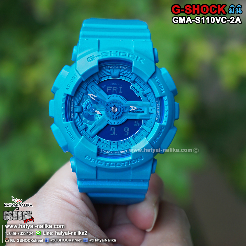 นาฬิกา คาสิโอ Casio G-Shock S-Series Vivid Colors รุ่น GMA-S110VC-2A (สีฟ้าสดเหลือบมุก) ของแท้ รับประกัน1ปี