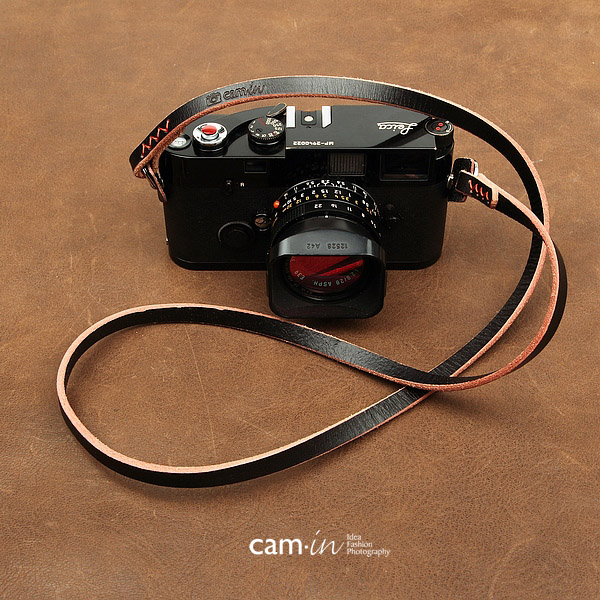 สายคล้องกล้องหนังแท้เส้นเล็ก Cam-in leather camera strap สีดำ