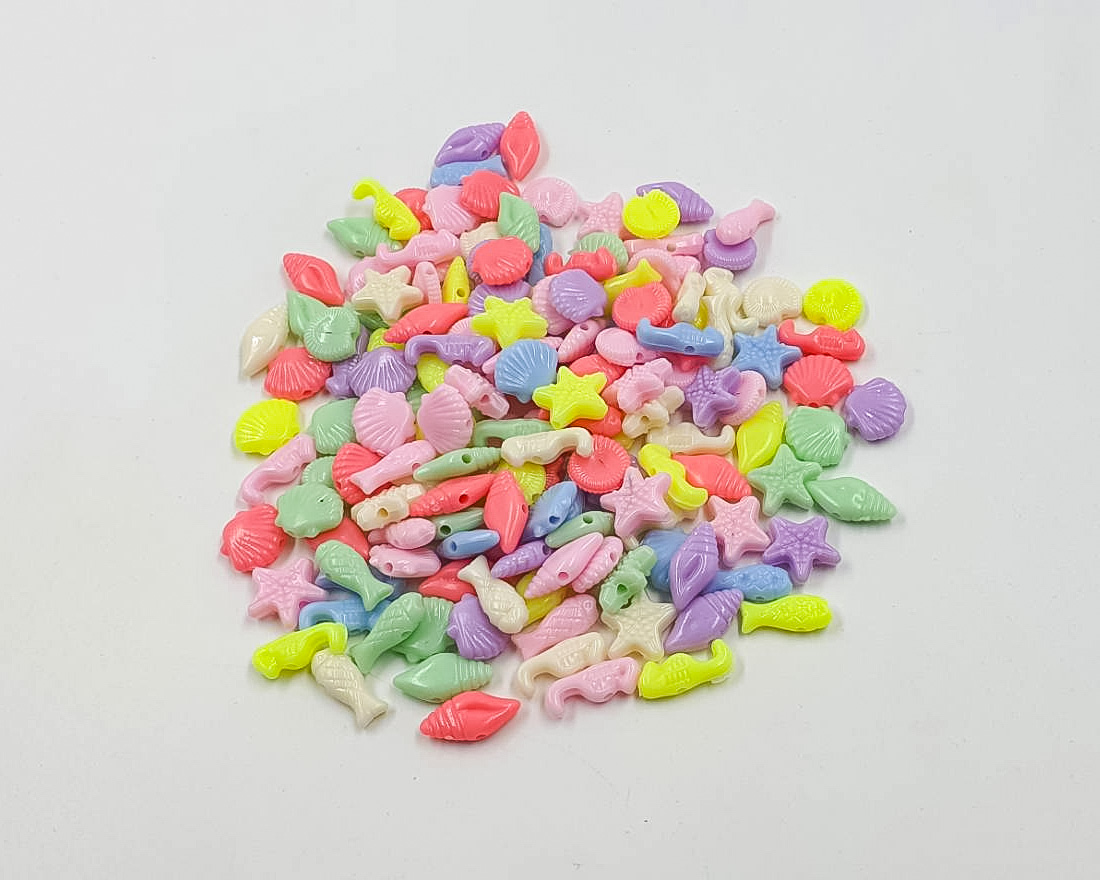 ลูกปัดทะเลรวม สีพาสเทล (คละสี) บรรจุ 100 กรัม (ประมาณ 500 ชิ้น)