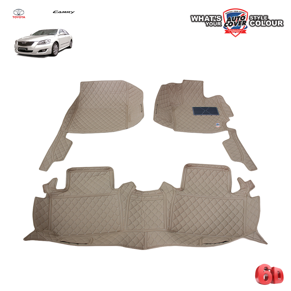 พรมปูพื้นรถยนต์ 6D รถ TOYOTA CAMRY ปี 2007-2011 พรมรถยนต์ชุดภายในห้องโดยสาร จำนวน 3 ชิ้น