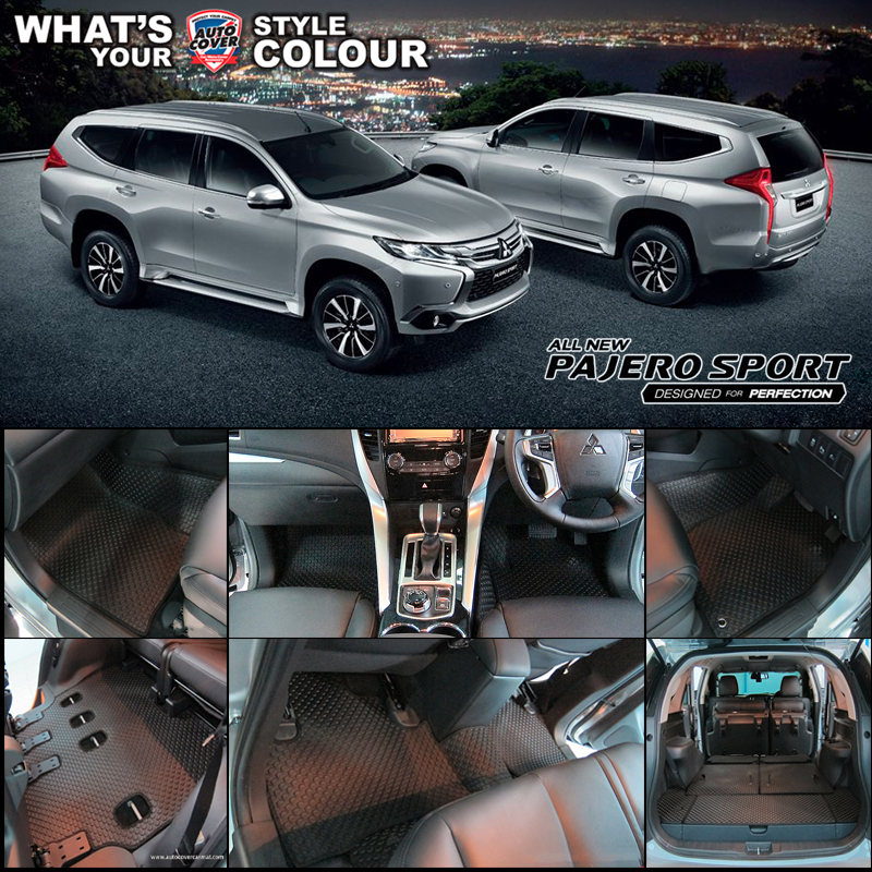 พรมปูพื้นรถยนต์ พรมกระดุม รถ MITSUBISHI PAJERO SPORT ปี 2015-2020 ชุดเต็มคัน+หลังเบาะ+แผ่นท้าย จำนวน 14 ชิ้น