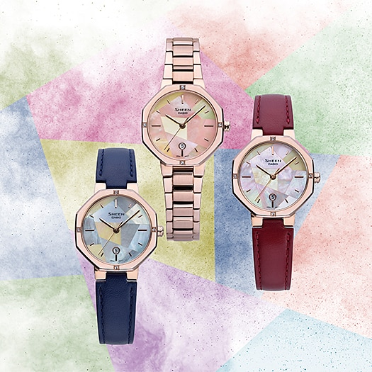 นาฬิกา คาสิโอ Casio SHEEN SAPPHIRE CRYSTAL คริสตัลแซฟไฟร์ SHE-4543 series รุ่น SHE-4543CG-4A ของแท้ รับประกัน1ปี