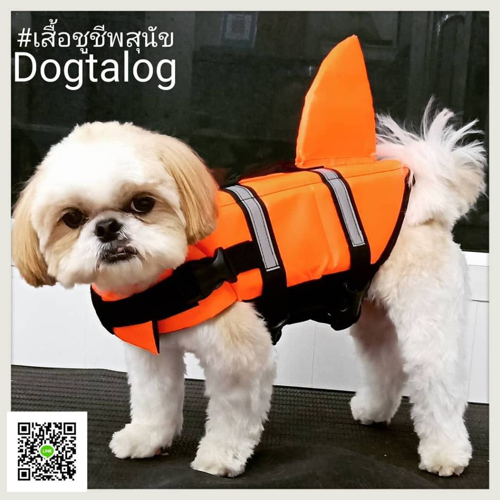 เสื้อชูชีพสุนัขแบบหางฉลาม : สีส้ม
