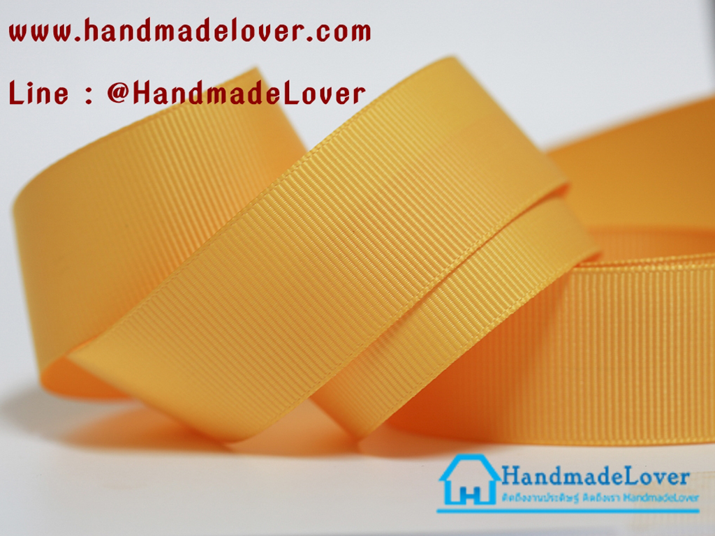 ริบบิ้นผ้า กรอสเกรน สีเหลืองส้ม ขนาด 25 mm. [สีพื้น]
