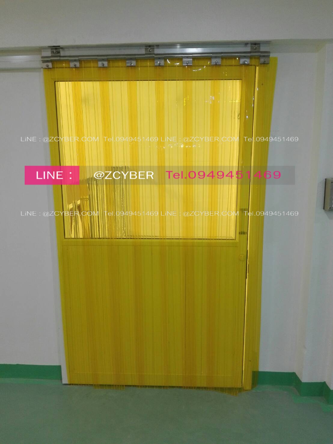 ม่านริ้วพลาสติกเหลืองกันกระแทก 2x200mm กว้าง1.00 สูง 1.40 เมตร