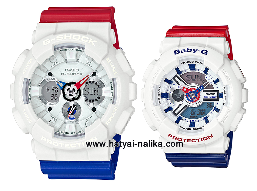 นาฬิกา คาสิโอ Casio G-Shock x Baby-G เซ็ตคู่รัก White Tricolor รุ่น GA-120TRM-7A x BA-110TR-7A Pair set ของแท้ รับประกัน 1 ปี