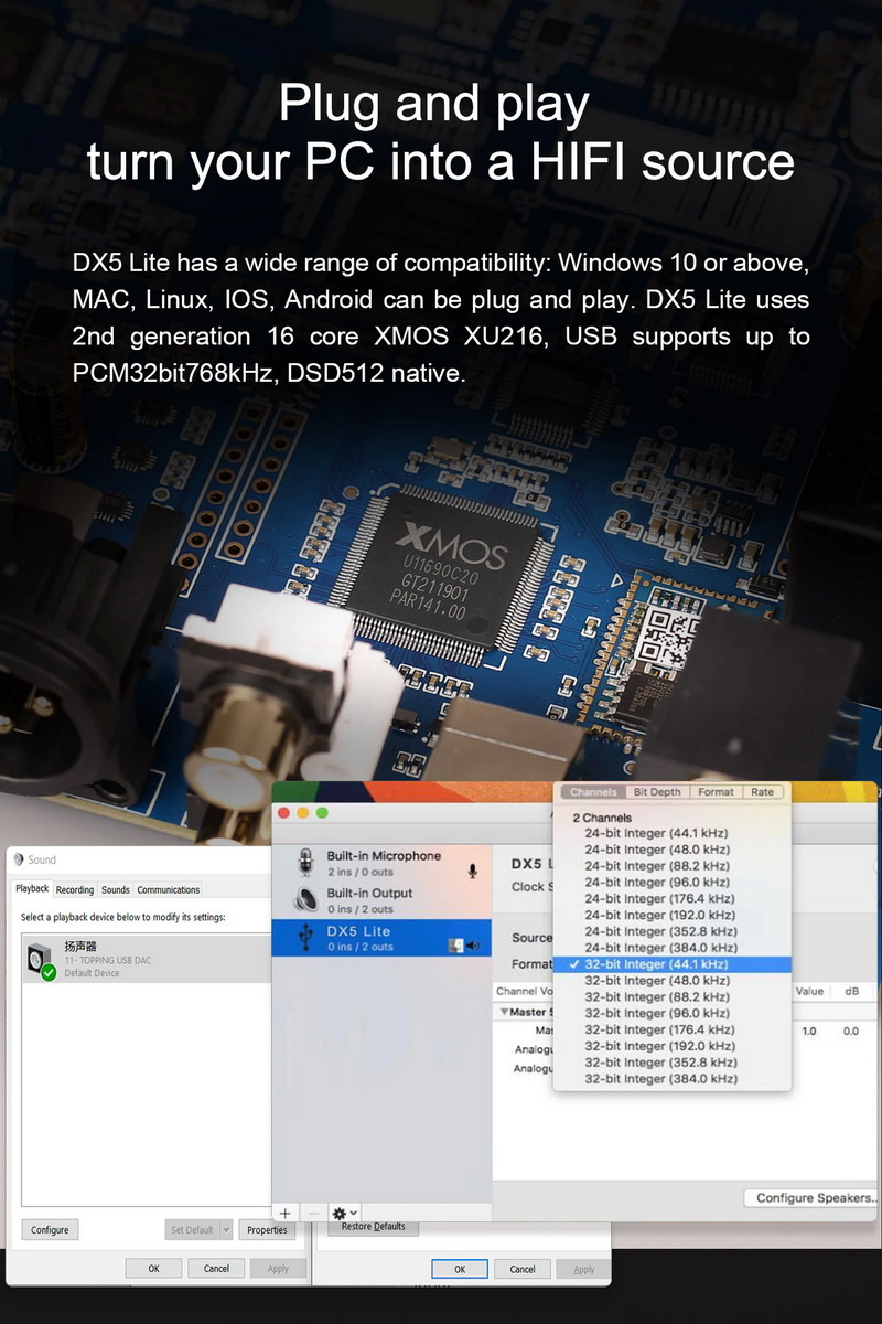 Topping DX5 Lite NFCA DAC/AMP ตั้งโต๊ะ รองรับ Dual Hi-Res ประกันศูนย์ไทย