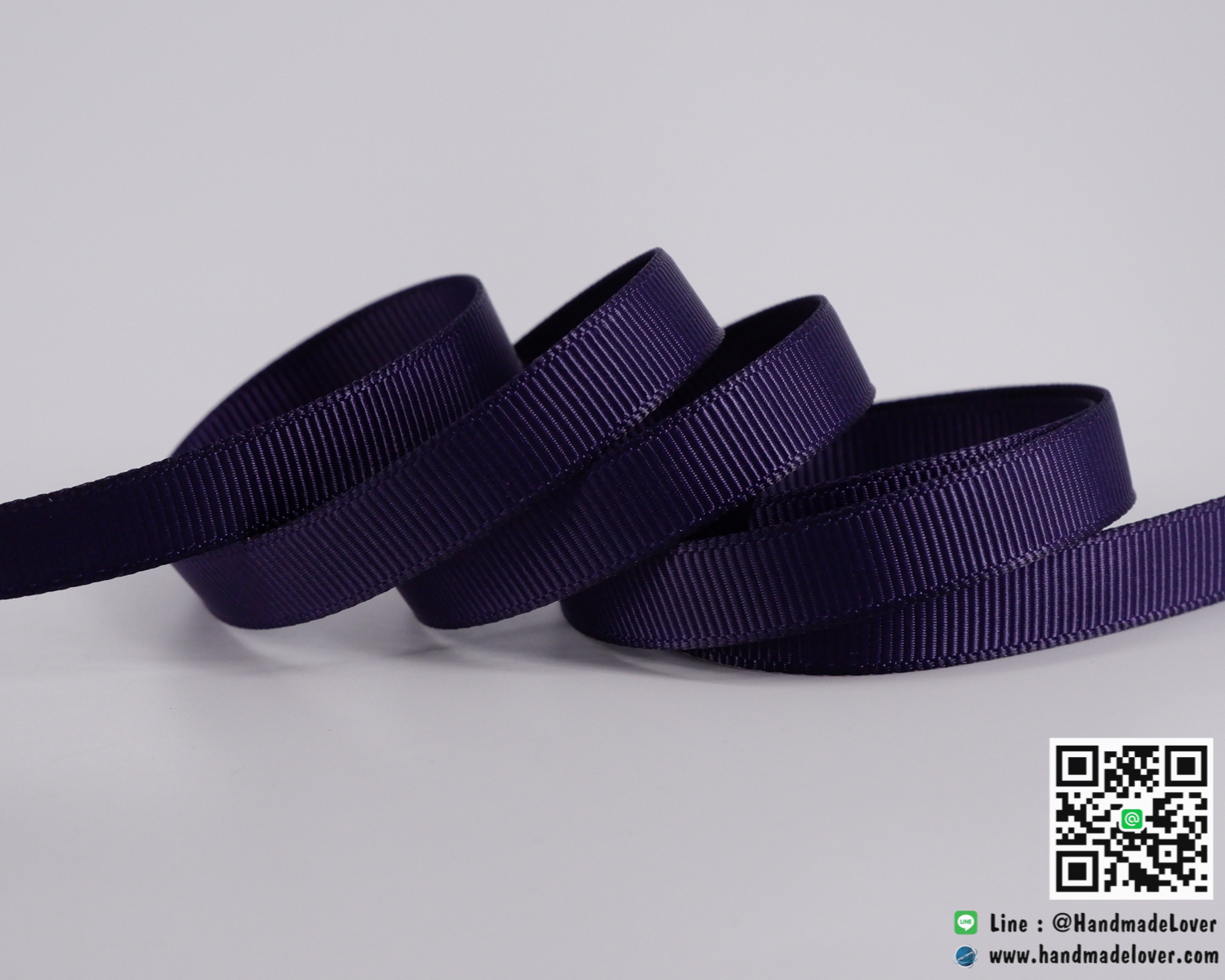 ริบบิ้นผ้า กรอสเกรน สีม่วงเข้ม ขนาด 9 มิล