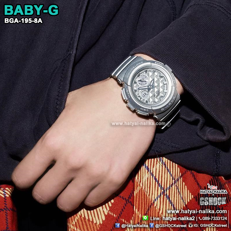 นาฬิกา Casio Baby-G BGA-195 Studs Dial series รุ่น BGA-195-8A ของแท้ รับประกัน1ปี