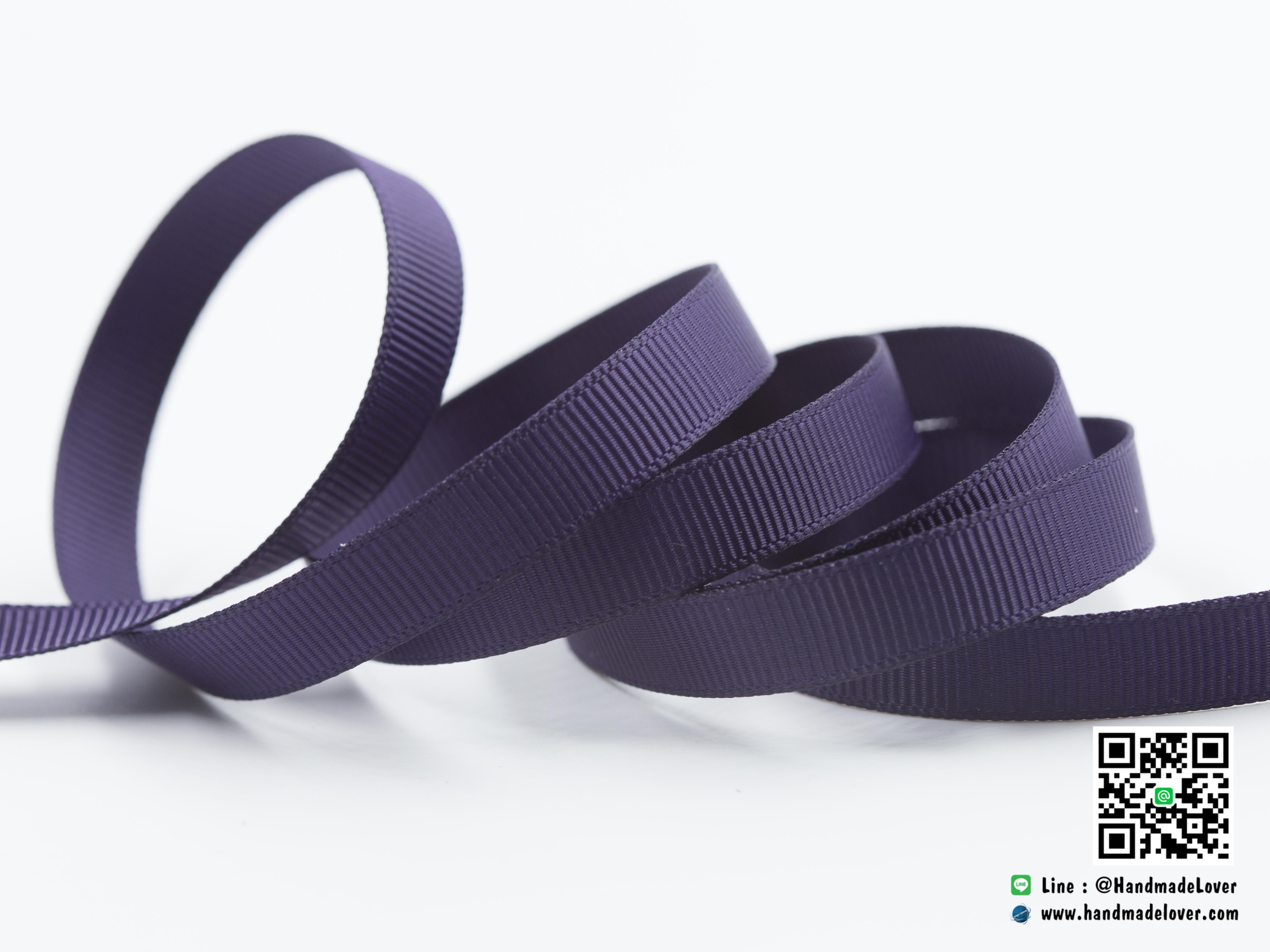 ริบบิ้นผ้า กรอสเกรน สีม่วงเข้ม ขนาด 9 มิล