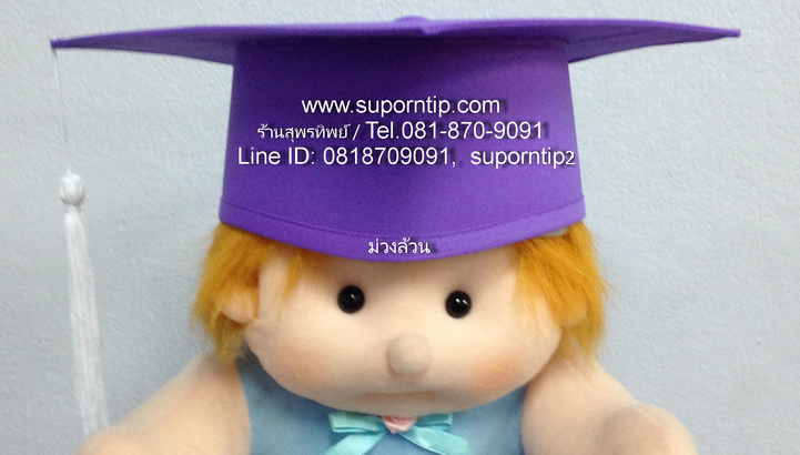 หมวก ม่วงล้วน-พู่ขาว หมวกบัณฑิตน้อย หมวกรับปริญญา หมวกอนุบาล ประถม มัธยม