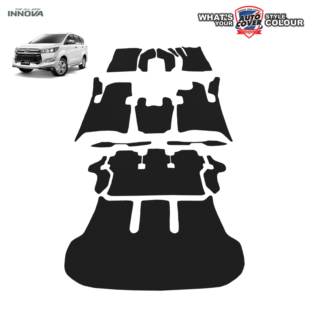 พรมปูพื้นรถยนต์ พรมกระดุม รถ TOYOTA INNOVA CRYSTA ปี 2016-2021 ชุดเต็มคันรวมแผ่นท้าย จำนวน 14 ชิ้น