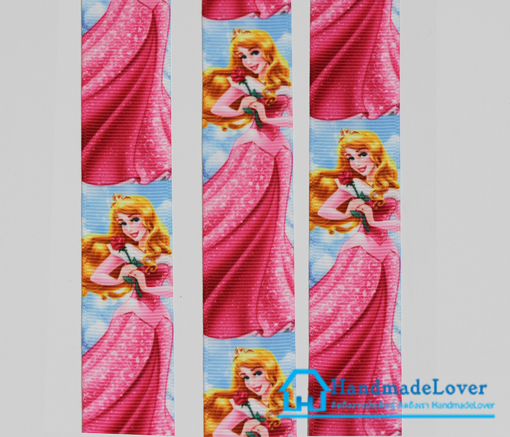 ริบบิ้นผ้า พิมพ์ลายเจ้าหญิง ขนาด 25 มิล