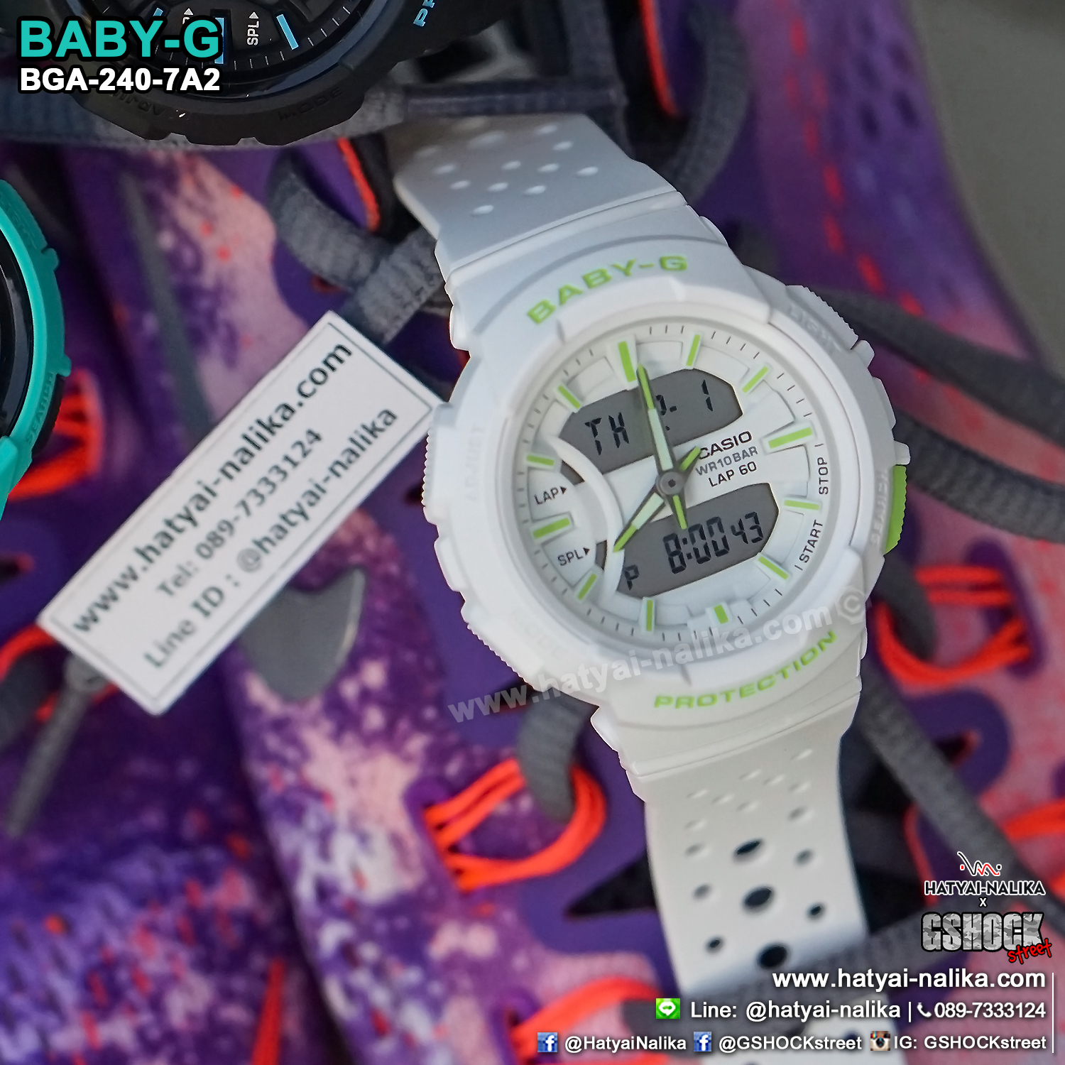 นาฬิกา Casio Baby-G for Running BGA-240 Neon Color series รุ่น BGA-240-7A2 ของแท้ รับประกัน1ปี