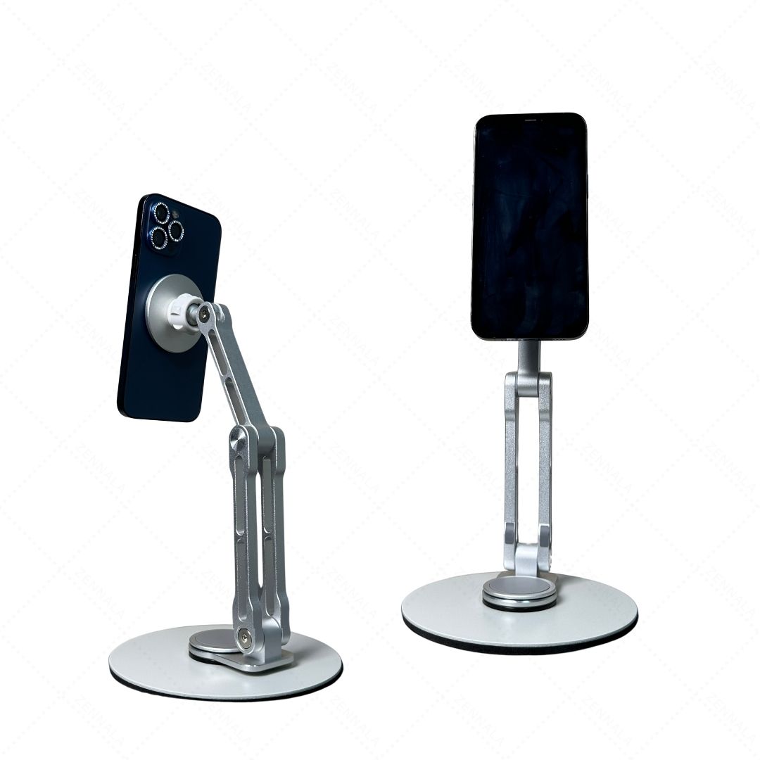 ขาตั้งโทรศัพท์แม่เหล็ก 360 องศา รุ่น 3 พับ สีเงิน