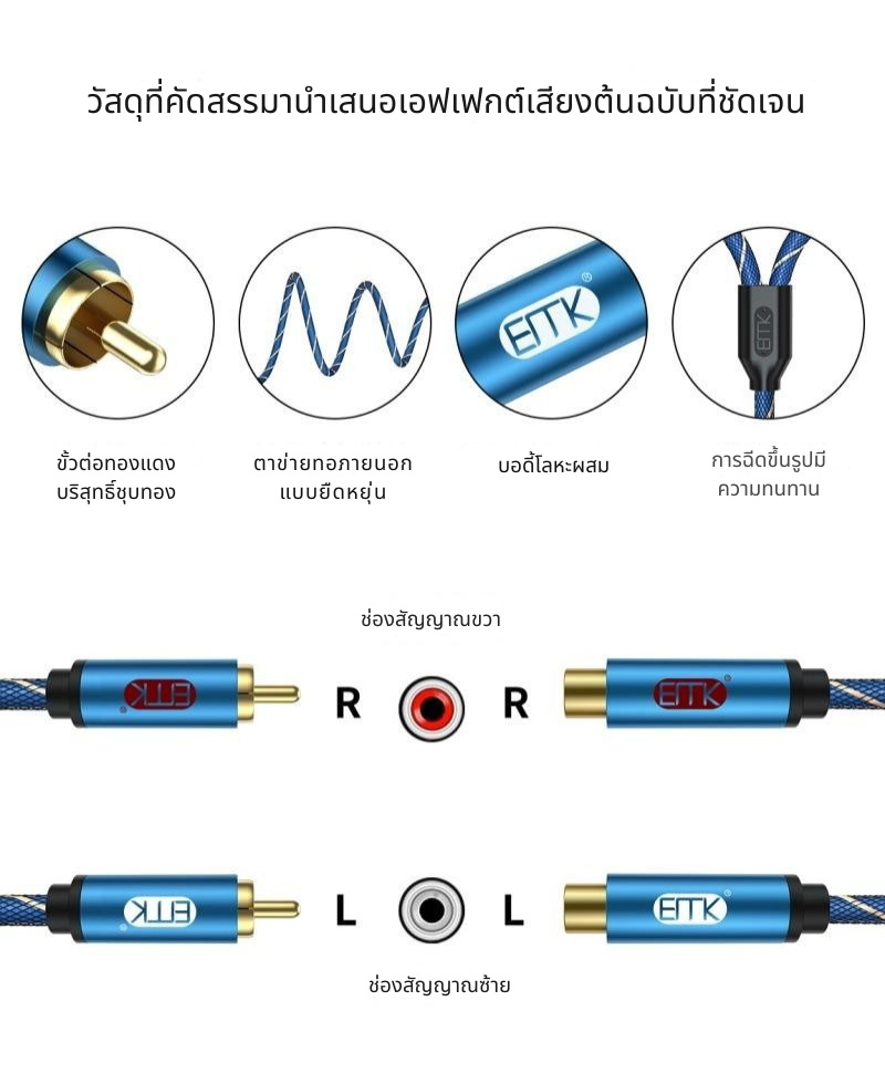 ERTK RCAExtension สายเพิ่มความยาวสำหรับสาย RCA ให้เสียงต้นฉบับที่ชัดเจน ประกันศูนย์ไทย