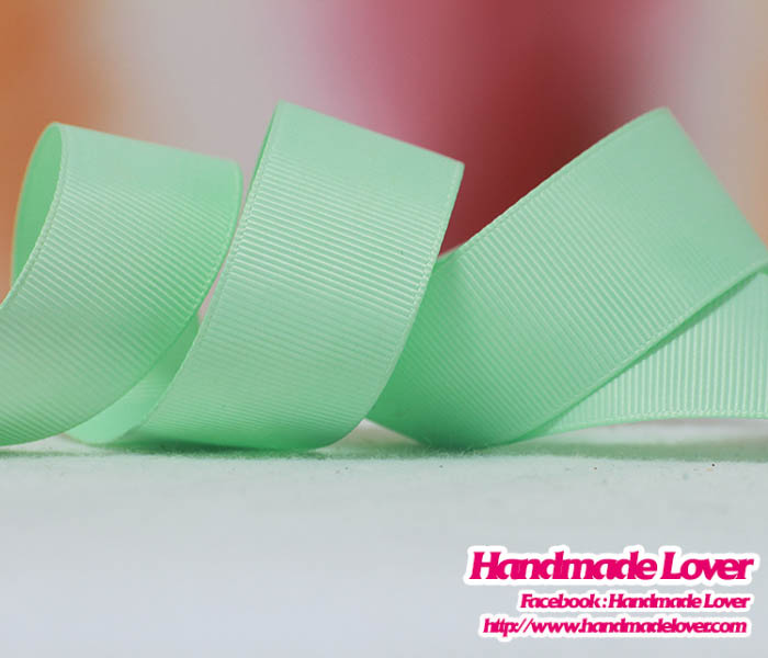 ริบบิ้นผ้า กรอสเกรน สีมิ้นอ่อน [513] ขนาด 25 มิล [สีพื้น]