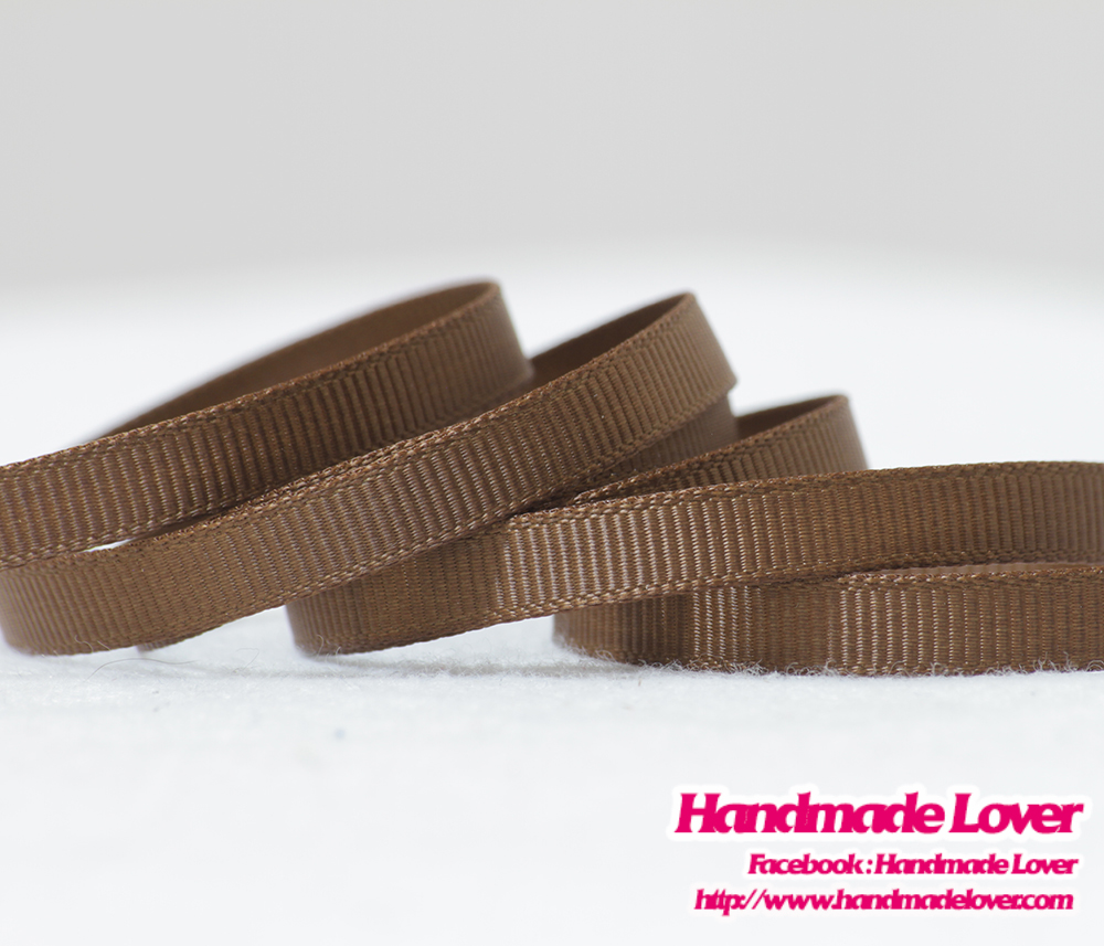 ริบบิ้นผ้า กรอสเกรน สีน้ำตาล ขนาด กว้าง 6 mm.