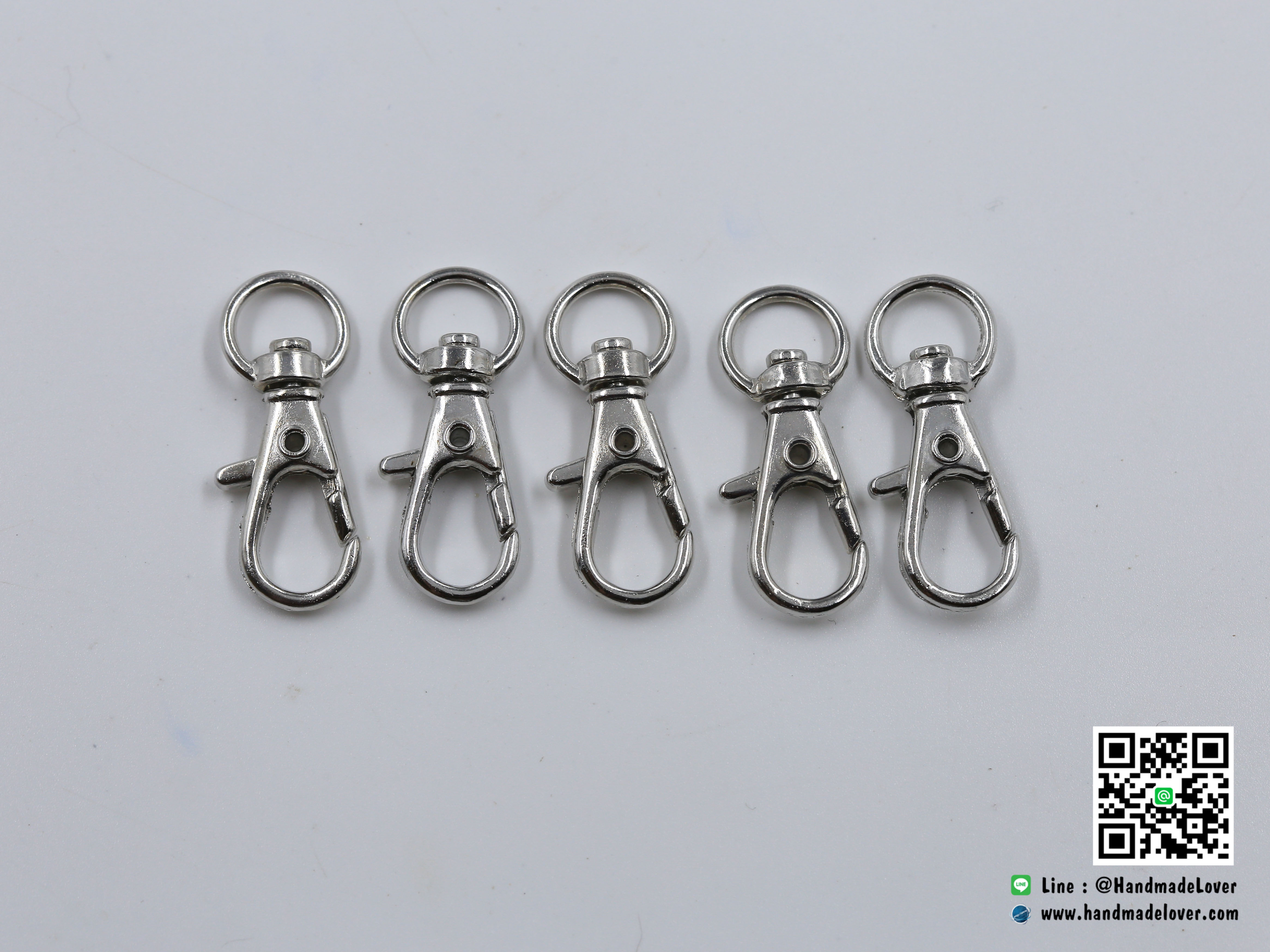 ตะขอก้ามปู สีนิเกิล ขนาด 11 x 32 mm.