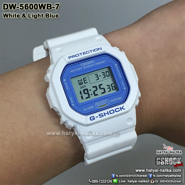 นาฬิกา Casio G-Shock White & Blue series รุ่น DW-5600WB-7 ของแท้ รับประกัน 1 ปี (นำเข้าJapan กล่องหนังญี่ปุ่น) ไม่มีวางขายในไทย