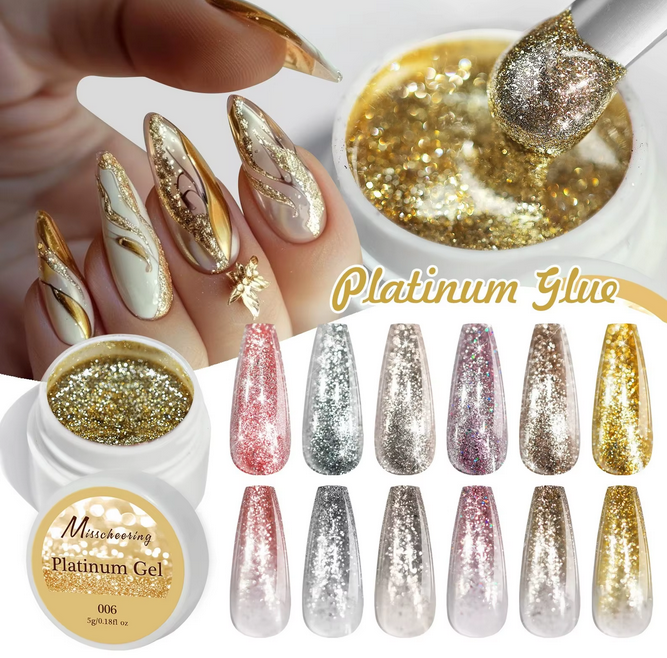 [ Misscheering ] Platinum nail Gel สีเจล เพ้นท์เล็บ กากเพชร เนื้อเข้มข้น สีทาเล็บเจล แบบกระปุก