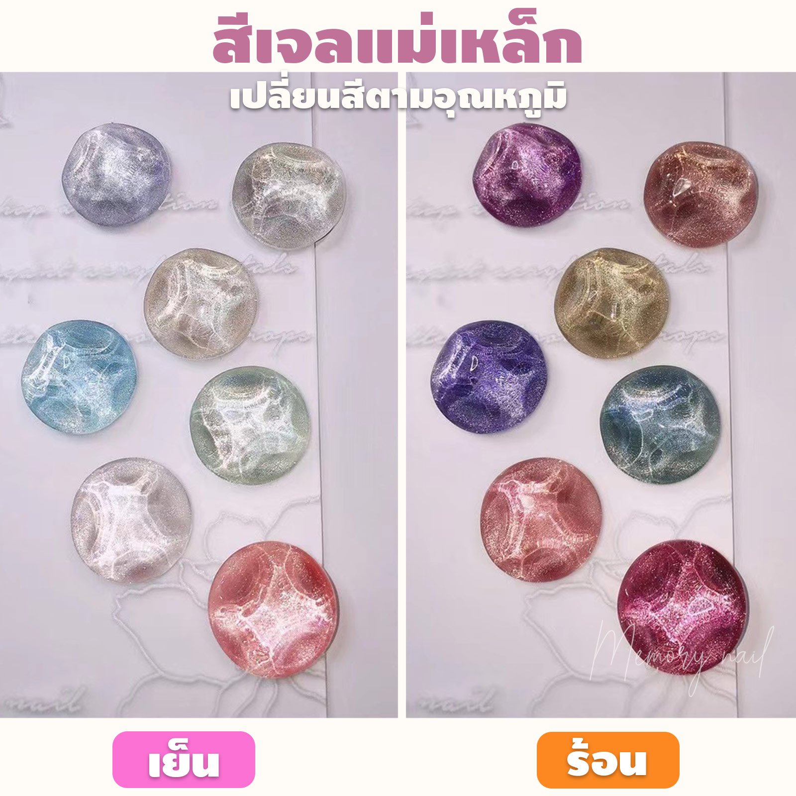 🔥 สีเจลลูกแก้ว เปลี่ยนสีตามอุณหภูมิ 💦 HANBI เซ็ต7สี (เย็นสีอ่อน ร้อนสีเข้ม) 🐱 แถมชาร์ทสี 1ชุด