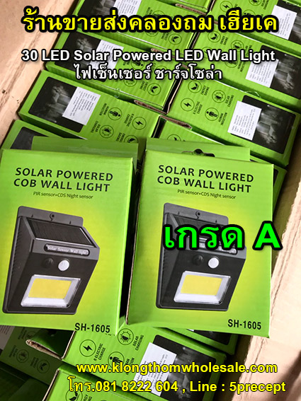 30 LED Solar Powered LED Wall Light ไฟเซ็นเซอร์ ชาร์จโซล่า
