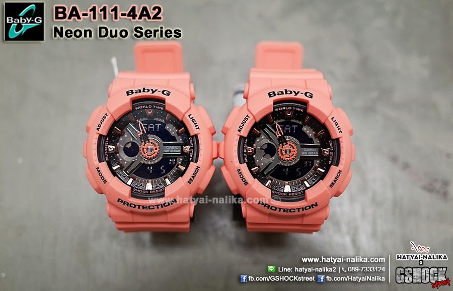 นาฬิกา คาสิโอ Casio Baby-G Girls' Generation Street Neon Duo Color series รุ่น BA-111-4A2 สีแซลมอน salmon