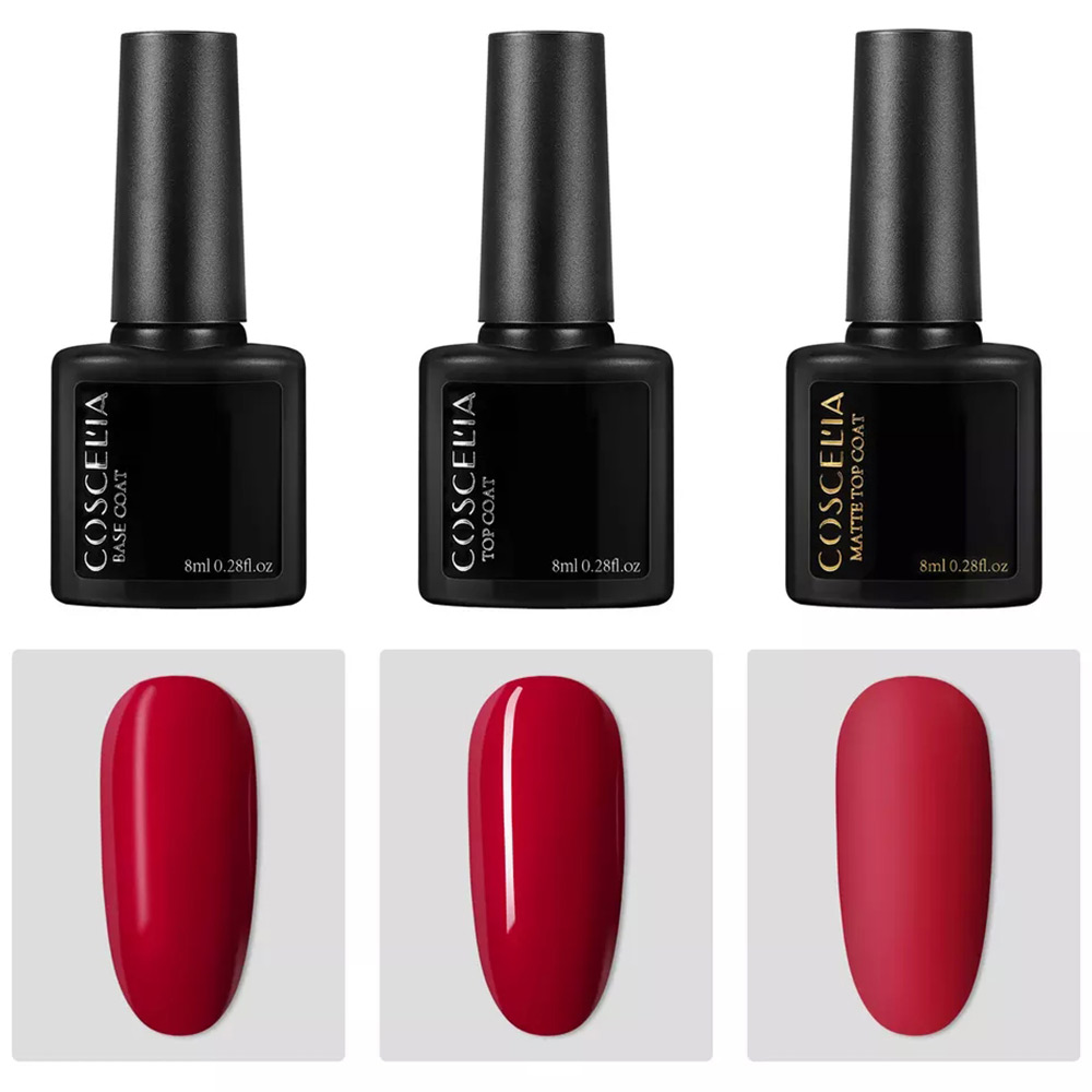 [ เลือกแบบด้านใน ] Top , Base , Matte gel , ท๊อปเจล , เบสเจล , เมทเจล COSCELIA ( ขวดดำเล็ก 8ml. )
