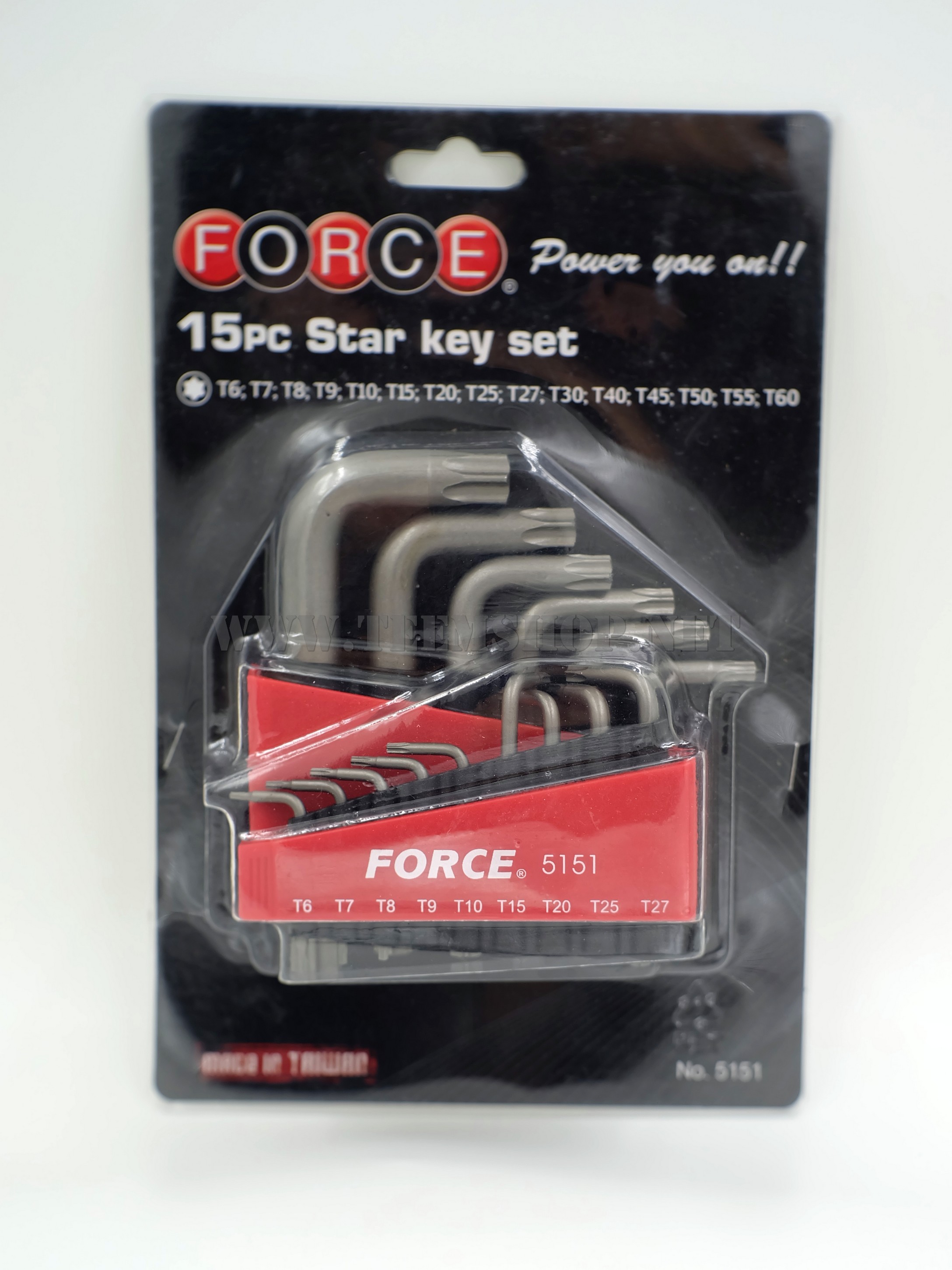 FORCE ประแจ torx 15ตัวชุด T6-T60 NO.5151 Made in Taiwan