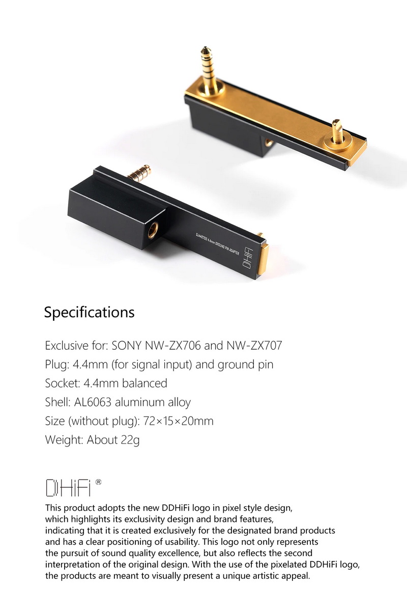 DD DJ44S700 อะแดปเตอร์กราวด์พิน 4.4 มม. สำหรับ SONY NW-ZX706และ NW-ZX707 ให้เสียงที่ดีขึ้น